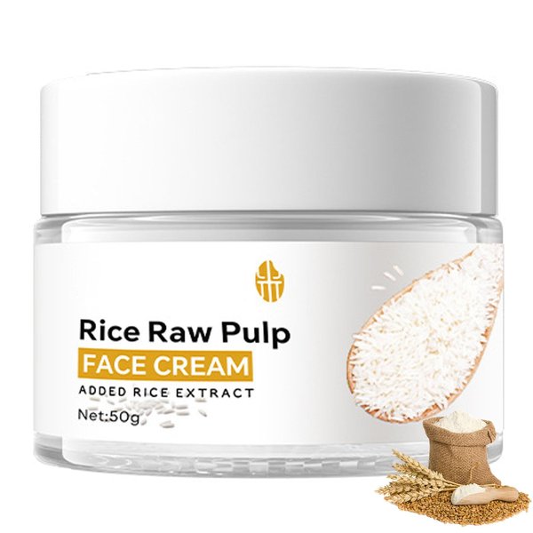 Rice Cream for Face, Rice Raw Pulp Face Cream, Rice Cream Moisturizer for Moisturizing Skin, Shrink Pores, Rice Extract Anti Aging Moisturizer, Smoth Fine Line, Restore Skin Elasticity