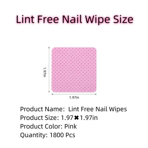1800 PCS Lint Free Nail Wipes, Gel Nail Polish Remover Wipes, Absorbent Soft Non-woven Fabric Nail Cleaning Pads Lash Glue Wipes Cleaning Pads, Eyelash Extension Glue Wipes for Lash Extension Supplies