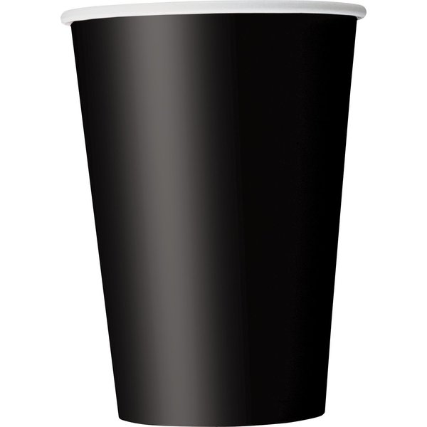 Solid Black Paper Cups - 12 oz (Pack of 10) - Disposable Drinkware - Perfect For Parties, Events & Gatherings