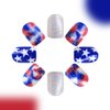 4th of July Press on Nails Short Square Fake Nails with Glitter Five-Pointed Star Design Glossy False Nails Independence Day Acrylic Nails Full Cover Glue on Nails for Women Manicure Art Accessories