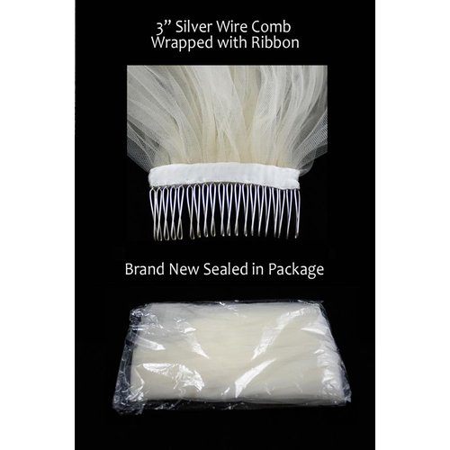 Bridal Veil Diamond (Off) White 2 Tiers Fingertip Length 1/8in Satin Cord Edge
