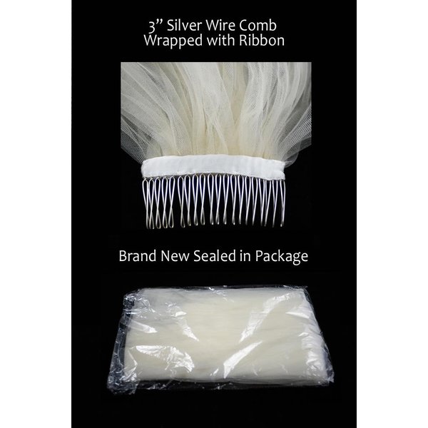 Bridal Veil Diamond (Off) White 2 Tiers Fingertip Length 1/8in Satin Cord Edge