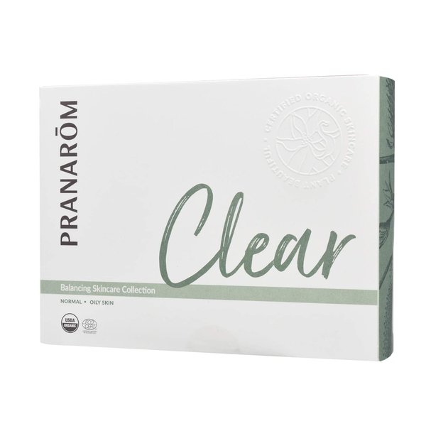 Pranarom Skincare Collection - Set of 100% Pure & Organic Essential Oil Facial Cleanse, Moisture Oil, & Facial Mist (Clear Kit (Oily Skin))