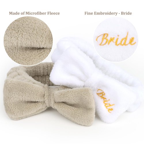 CIEHER 8 Pcs Spa Headbands for Bachelorette Party Favors, Bachelorette Party White & Light Coffee Spa Headband for Bride Bridesmaid, Bachelorette Gifts for Bride Makeup Headbands Face Wash Headbands