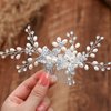 Bmirth Wedding Hair Comb Pearl Bride Headpieces Rhinestone Bridal Side Hair Accessories Hair Jewelry for Women and Girls (Flower hair comb)