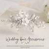 Jeairts Flower Rhinestone Hair Clips Silver Leaf Wedding Hair Pieces Glitter Floral Headpiece Hair Barrette Crystal Bridal Hair Accessories for Women and Girls