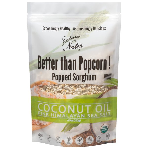 NATURE NATES Coconut Oil & Pink Himalayan Popped Sorghum, 4.3 OZ