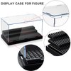 KKU Display Case for Minifigure Action Figures Blocks, Acrylic Minifigure Display Case Box Storage with 3 Movable Steps Gift for Kids Adults (Black, 1 Pack)
