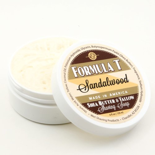 Shaving Soap WSP Formula T (Sandalwood) 4 Fl Oz Made with Shea Butter & Tallow