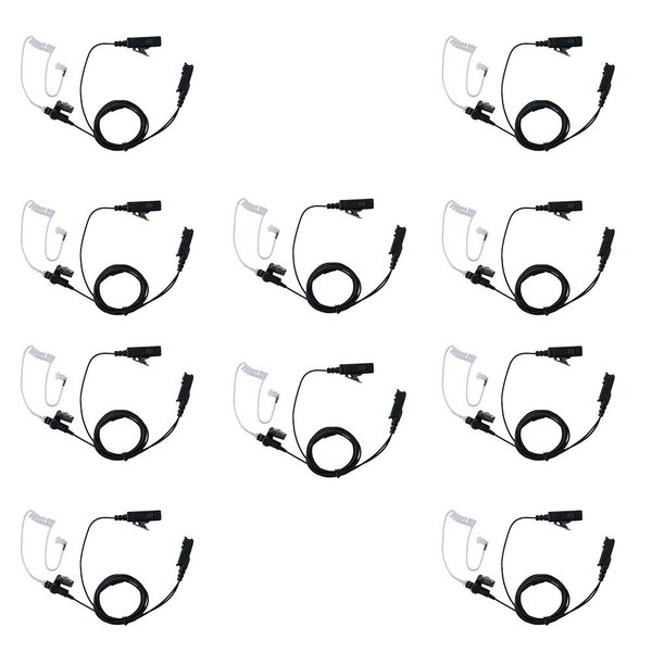 Klykon Covert Acoustic Tube Two Wire Earpiece Headset Mic PTT for Motorola Radio XPR3500 XPR3000 XPR3300 XPR3300e XPR3500e walkie Talkie 10 Pack