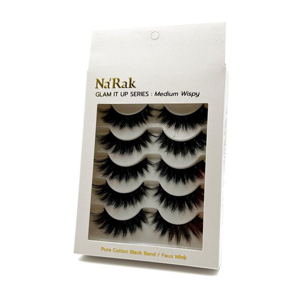 Na'Rak False Eyelashes - Glam It Up Series: MEDIUM WISPY Design. 5 Pairs of Faux Mink Lashes - Reusable and Comfortable Style Designed for Everyday Wear to Enhances Your Natural Lashes.