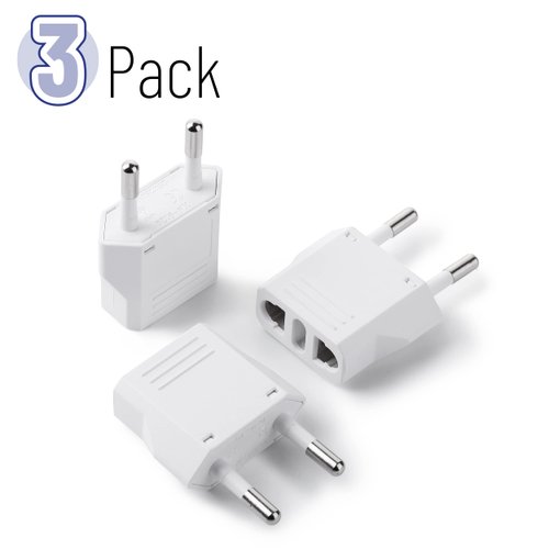 Bates- European Plug Adapter, 3 pc, Travel Adapter, US to Europe Plug Adapter, EU Adapter, Electrical Adapters, Converter Plug, European Outlet Adapter, Travel Plug Adapter, Converter Plug for Europe