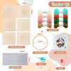 WATINC 22Pcs Craft Punch Needle Coaster Kit, Easy Art Work Decor Coasters Kits for Beginners, 6 Pattern Tufted Rug Pads with Adhesive Felt Yarns Embroidery Hoop Instruction, DIY Needle Punch Craft