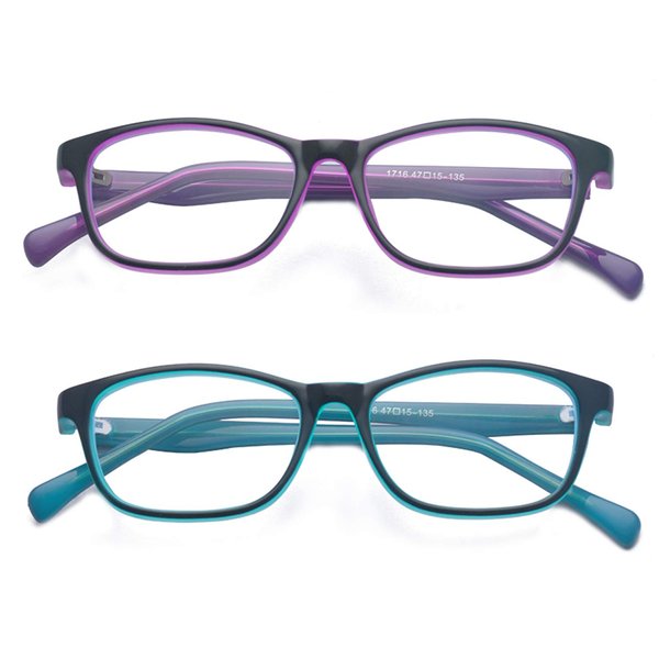 ALWAYSUV 2 Pack Boys Girls Blue Light Blocking Computer Glasses Square Eyeglasses Frame Anti Blue Ray Computer Game Glasses