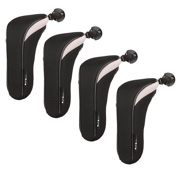 Sword &Shield sports Golf Hybrid Club Head Covers Set of 4 with Interchangeable No. Tag UT Cover (Black)