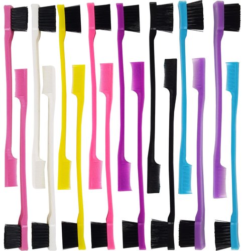 YOOHUA 24PCS Hair Edge Brush, Double Sided Edge Control Hair Comb Eyebrow Brush Smooth Comb Grooming (8Colors)