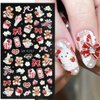 Valentine's Day Nail Art Stickers Decals Cute Bear Heart 5D Embossed Nail Decals Red Heart Lover Cartoon Valentine Nail Art Design Supplies Manicure Decals Relief Sliders for DIY Nail Art Decoration