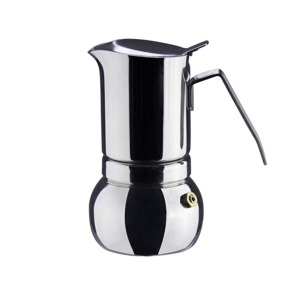 DÉBUT Stainless Steel Italian Espresso Coffee Maker Stovetop Moka Pot Greca Coffee Maker Latte Cappuccino Percolator, 6 Espresso Cup - 10 Oz