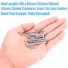 DYWISHKEY 200 Pieces M3 x 30mm/35mm/40mm/45mm/50mm Stainless Steel 304 Hex Socket Head Cap Bolts Screws and Nuts Kit