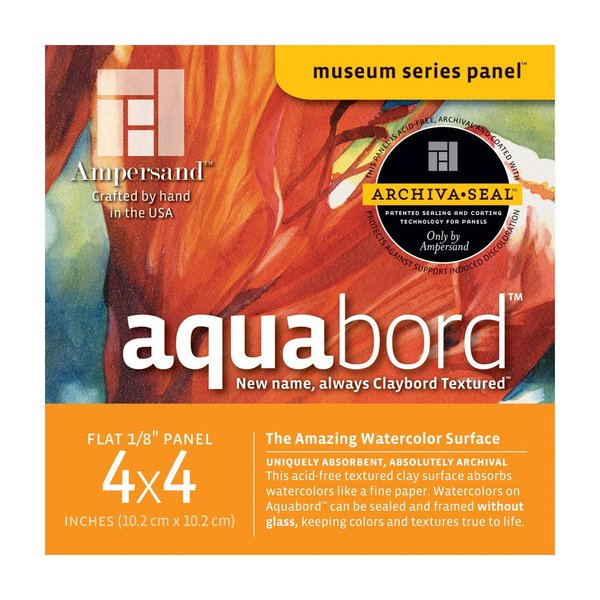 Ampersand Art Supply Watercolor Painting Panel: Museum Series Aquabord, 1/8 Inch Flat Profile, 4" x 4" - Pack of 4