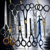Set of 9 - Professional Salon Barber Scissors and Thinning Shears for Hair Cutting and Styling Sizes 6" to 7.5" - German Stainless Steel