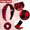 8 Pack Christmas Plaid Snowflake Headbands 4 Buffalo Plaid Hair Scrunchies 4 Christmas Knotted Headband Plaid Hair Band with Elastic Hair Scrunchies for Women Girl(Red Black, Simple)