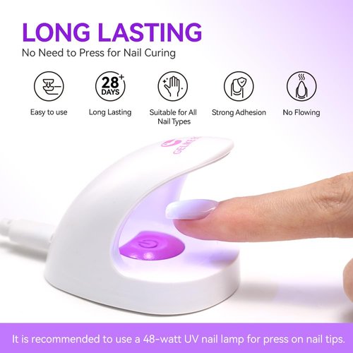 Gelike EC Solid Nail Glue Gel 15ml with Remover 60ml, Nail Glue Kit for Press on Tips…