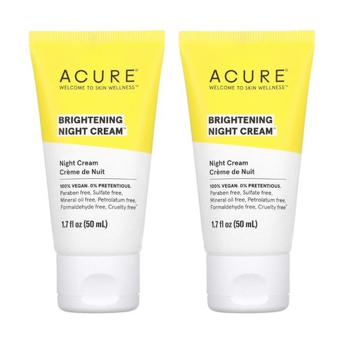 Acure Brightening Night Cream, 1.7 fl oz (50 ml) (Pack of 2), ACURE