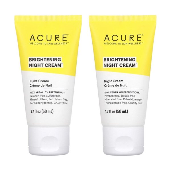Acure Brightening Night Cream, 1.7 fl oz (50 ml) (Pack of 2), ACURE