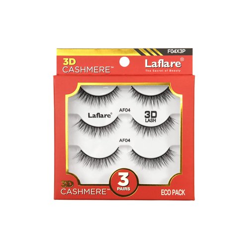 Laflare 3D Cashmere False Eyelashes 3 pcs Multipack, Ultra Soft, Glam, Wispy, Fresh, Luxurious, Cruelty-Free, Reusable, 100% Cashmere Texture, Fake Eyelashes 3 Pairs Eco Pack (F04X3P)