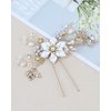 Achairder Wedding Hair Pins Bridal Rhinestone with Flower Bridal Hair Pieces Wedding Hair Accessories for Brides Bridesmaid