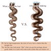 Benehair Remy Tape in Hair Extensions Human Hair Medium Brown&Dark Blonde Seamless Skin Weft Tape in Real Human Hair Extensions Wavy Hair 16 Inch 50g #4P27 20 pcs