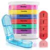 Vive Stackable Pill Organizer Tower 7 Days 4 Times A Day - Dispenser for Vitamins, Supplements and Medication - Weekly Stacking Pill Box Container with Travel Case and Splitter Cutter