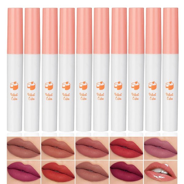 Qifylmaf 10 Colors Lipstick, Matte Liquid Lip Gloss Set, Long Lasting & Waterproof Natural Tube Red Lip Gloss Ingredients & Non-Sticky Lip Tint
