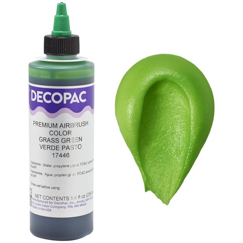 DecoPac Grass Green Food Coloring, 8 Fl Oz Airbrush Food Color, Edible Airbrush For Cake Decorating, Cookie Airbrush Coloring, Food Airbrush Kit Add-on, Airbrushes For Cake Decorating 8Fl Oz