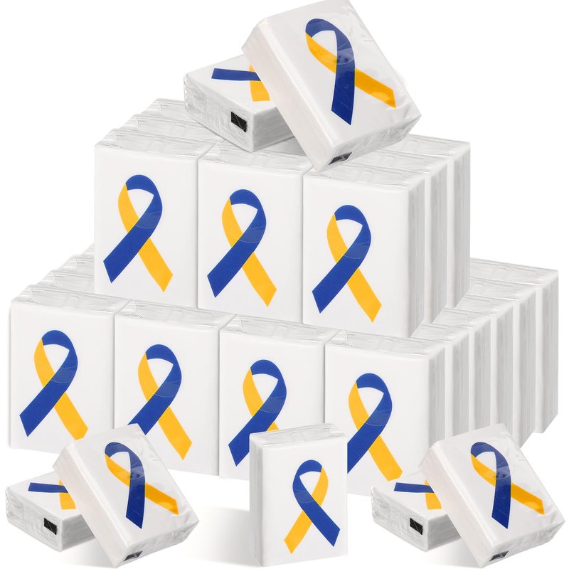 Fullhawl 36 Pack Cancer Awareness Ribbon Pocket Tissues Colon Cancer ...