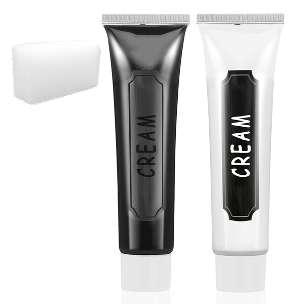 Black and White Face Body Paint Makeup,Halloween Face Paint Makeup Kit for Adults,Washable Cream Face Painting Kit with Sponges,Cosplay Costume Clown Festivals Goth Skeleton Skull SFX Makeup Kit