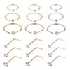 Jstyle 18Pcs Nose Rings Hoop Stainless Steel 20G L Shaped CZ Nose Studs Piercing Ring Hoop Body Jewelry Set