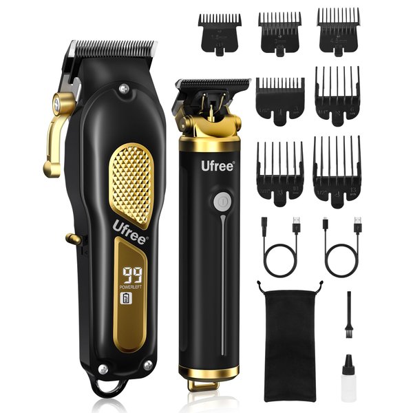Ufree Hair Clippers for Men, Professional Clippers and Trimmers Set, Cordless Clippers for Hair Cutting, Beard Trimmer, Barber Clippers, Rechargeable Electric Shaver, Gifts for Men