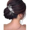 Unsutuo Flower Bride Wedding Hair Comb Silver Crystal Bridal Hair Accessories Pearl Hair Piece for Women and Girls