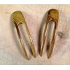 (2) Teak Wood Two Prong Curved 4.5 Inch Hair Stick Pick Pic Pin Fork