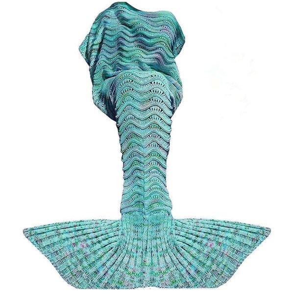 Mermaid Tail Blanket, 74''x 35'' Crochet Wearable Mermaid Blankets Seasons Cute Cozy Soft Handmade Sleeping Bag, Best Easter Gift for Kids Teens Adult