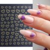 Valentine's Day Heart Nail Art Stickers 3D Holographic Heart Nail Decals Valentines Nails Art Supplies 6PCS Gold Red White Heart Nail Stickers Manicure Accessory for Women Girls Nail Art Decorations