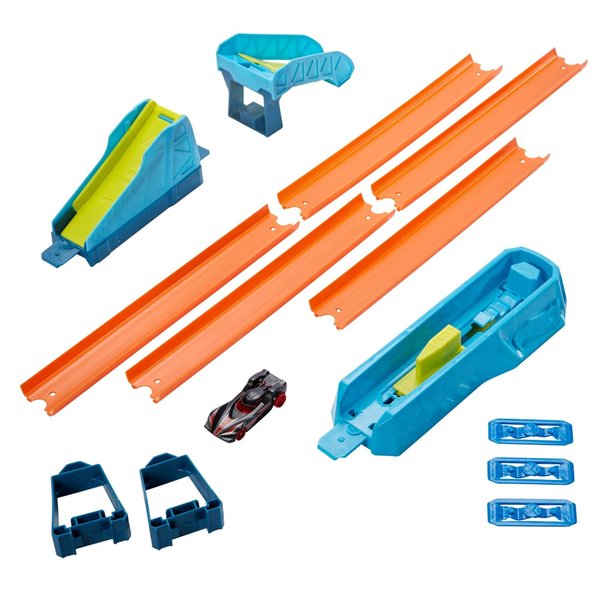 Hot Wheels Toy Car Track Set, Track Builder Unlimited Long Jump Pack, Playset with 13 Component Parts & 1:64 Scale Vehicle