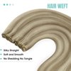 YoungSee Weft Hair Extensions Light Brown Highlight with Medium Blonde Hair Extensions Weft Hair Remy Human Hair Sew in Hand Tied Hair Extensions Hair Weaves 14inch 100g