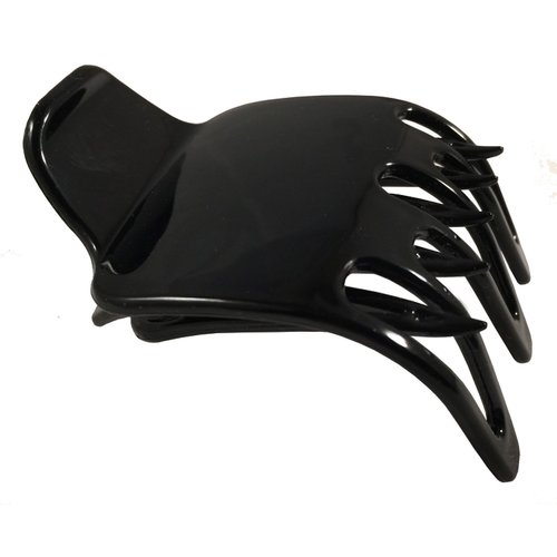 Parcelona French Paw Black Wide Covered Spring Side Slide In Jaw Yoga Hair Claw Clip