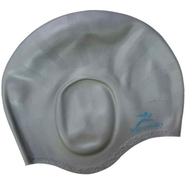 Nutravicity Swim Cap Silicone for Long Hair Swimming Caps for Women & Men (Gray)