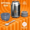 ENERGIFY Vacuum Insulated Food Jar. 24oz Thermos Includes Folding Spoon and Cup. Hot & Cold Drinks, Lunch Container For Kids and Adults. Made of Premium BPA-Free Stainless Steel, Leak Proof, Grey.