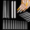 504Pcs Long Clear Coffin Nails Tips, XXL Extra Long No C Curve Half Cover Coffin Nail Tips for Acrylic Nails Professional, Acrylic Nail Tips Fake Nails for Salons and DIY Nail Art with 2 Nail Files