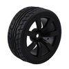 BQLZR 4PCS RC1: 10 Flat Sports Car with Mountain Pattern Tires and New 7-Spoke Black Wheels 20468